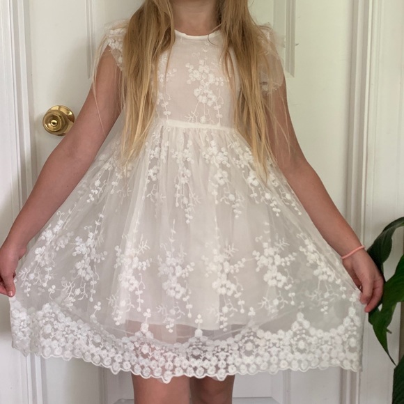 White lace summer dress with bow in the back 7T - Picture 15 of 16
